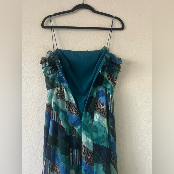 Hutch Womens 2 Blue Animal Print Maxi Ruffle Strap Patchwork Dress Fairy - Picture 14 of 15